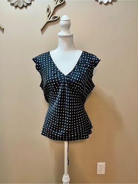 Gap Black and Pink Tie Back Silk Blouse Size XL